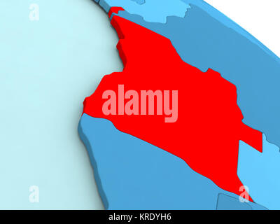 Angola in rosso sul globo blu Foto Stock