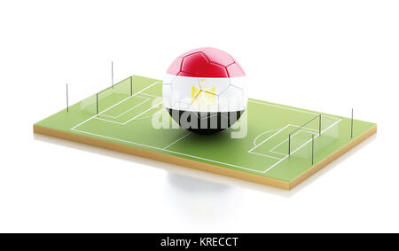 3d'illustrazione. Egitto palla calcio su un campo di calcio. Il concetto di sport. Isolato sfondo bianco Foto Stock