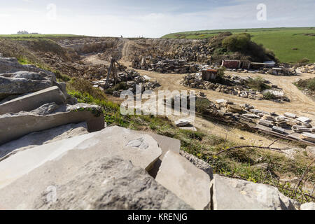 Cava di calcare. San Aldhelm di testa, Dorset, Regno Unito. Foto Stock