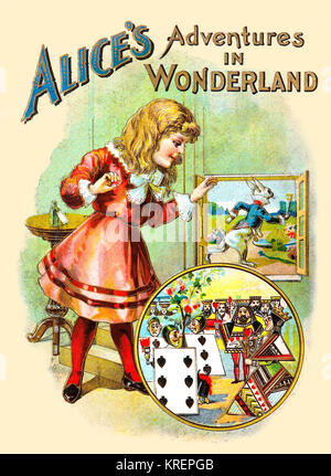 Bella edizione precoce di Lewis Carroll immortale i bambini del classico dalla zia Virginia serie. Contiene quaranta due illustrazioni di John Tenniel in aggiunta a un colore pieno frontespizio e bellissima copertina. Foto Stock