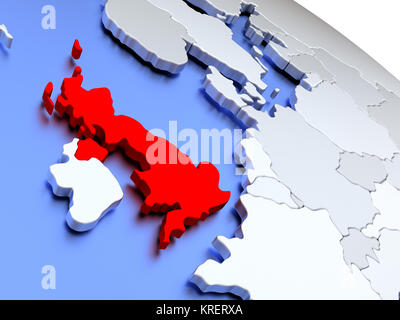 Regno Unito sulla mappa del mondo Foto Stock