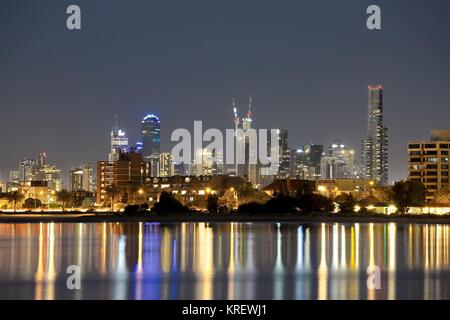 Melbourne vista notturna Foto Stock