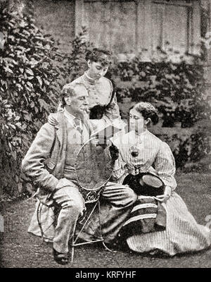 Charles Dickens lettura per le sue figlie in 1845. Scrittore inglese e critico sociale dell'epoca vittoriana. Da The Strand Magazine, pubblicato da gennaio a giugno 1894. Foto Stock