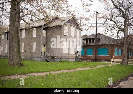 Edificio abbandonato fatiscenti Immobiliare di Detroit Michigan Foto Stock