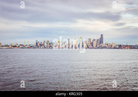 Spettacolare vista sullo skyline di Seattle Foto Stock