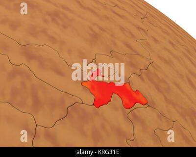 Il Tagikistan sul globo in legno Foto Stock