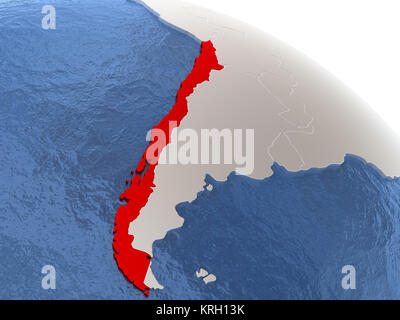 Il Cile sul globo terrestre Foto Stock