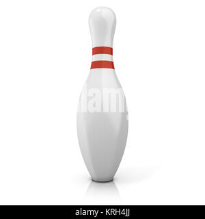 Unico pin bowling con strisce rosse Foto Stock