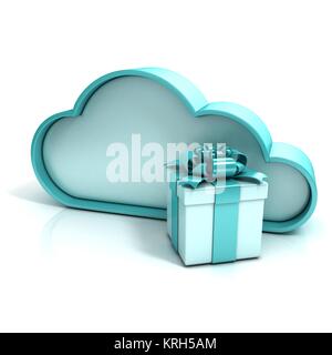 Cloud computing con la confezione regalo. Libera spazio di archiviazione aggiuntivo. 3D Foto Stock