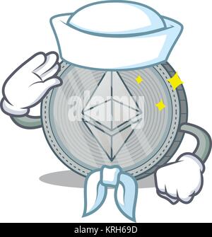 Sailor Ethereum coin personaggio cartoon Illustrazione Vettoriale