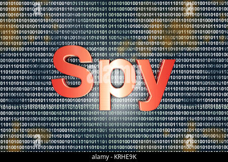 Spy digitale su internet. Tipografia nella parte anteriore del codice digitale. Foto Stock