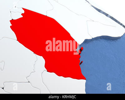 Tanzania sul globo terrestre Foto Stock