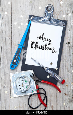 Creative scheda di natale per a electrican business Foto Stock