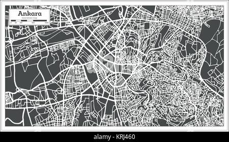 Ankara Turchia mappa in stile retrò. Illustrazione Vettoriale. Mappa di contorno. Illustrazione Vettoriale