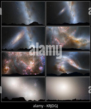 Andromeda e la Via Lattea sequenza di collisione Foto Stock