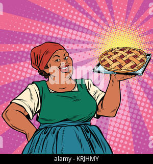 Retrò vecchia donna afro-americano di torta di frutti di bosco Foto Stock