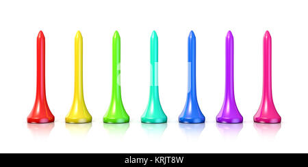 Colorato golf tees. 3D Foto Stock