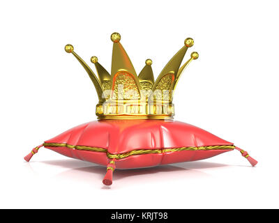 Royal red cuscino e Golden crown. 3D Foto Stock