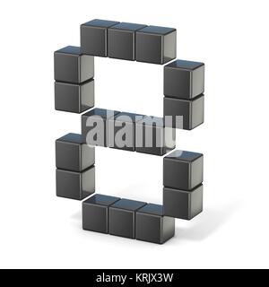 8 bit font. Il numero 8. 3D Foto Stock