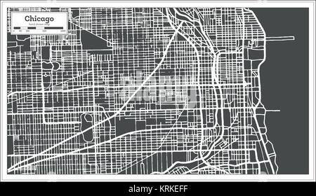 Chicago Illinois USA Mappa in stile retrò. Illustrazione Vettoriale. Mappa di contorno. Illustrazione Vettoriale