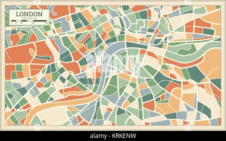 Londra Inghilterra mappa in astratto in stile retrò. Illustrazione Vettoriale. Illustrazione Vettoriale
