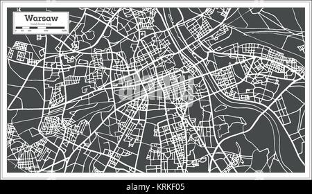 Varsavia Polonia mappa in stile retrò. Illustrazione Vettoriale. Mappa di contorno. Illustrazione Vettoriale