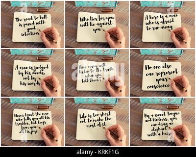 Photo Collage di citazioni scritte a mano su notebook Foto Stock