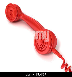 Ricevitore telefonico rosso, retro illustrazione Foto Stock