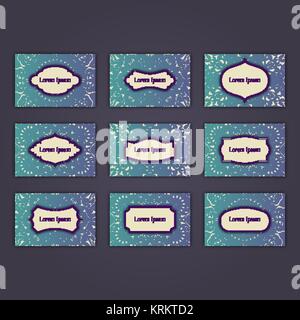 Lussuoso business card set design con orientale floreale elementi mandala. Illustrazione Vettoriale