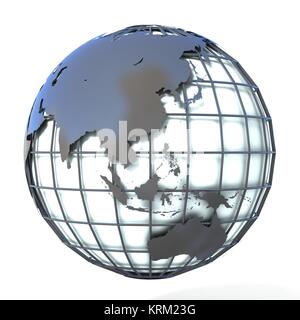 Stile poligonale illustrazione del globo terrestre, Asia e Oceania view Foto Stock