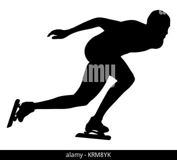 Illustrazione vettoriale della velocità atleta skater black silhouette Foto Stock