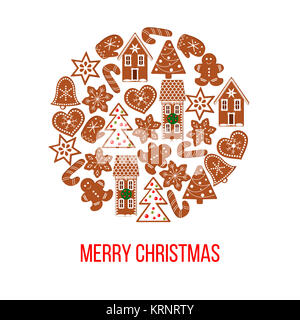 Natale gingerbread figure sulla pallina forma. Foto Stock