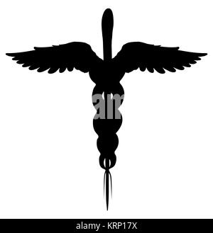 Caduceo simbolo medico isolato Foto Stock