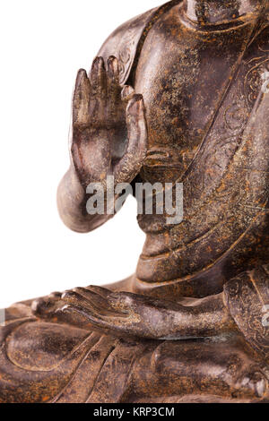 Il Buddha le mani in posizione vitarka mudra - close up. Foto Stock