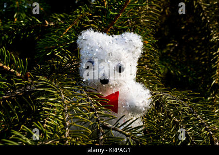 Orso bianco decorazione giocattolo in pino Foto Stock