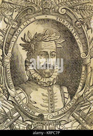 Torquato Tasso (1544-1595). Poeta italiano. Ritratto. Incisione, 1628. Foto Stock