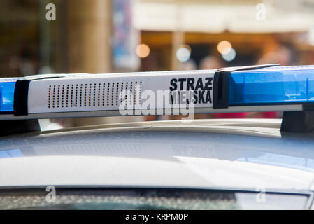 Chiudere fino a straz municipal (polizia municipale) segno sulla macchina Foto Stock