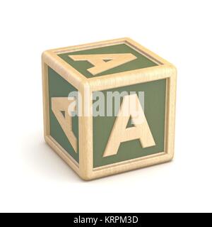 Lettera di un alfabeto di legno blocchi ruotata di font. 3D Foto Stock