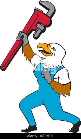 Plumber Eagle permanente chiave a tubo di cartone animato Foto Stock
