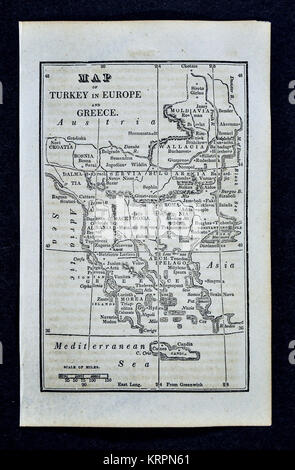 1830 Nathan Hale mappa - La Turchia in Europa - Costantinopoli Istanbul Grecia Atene Creta Foto Stock