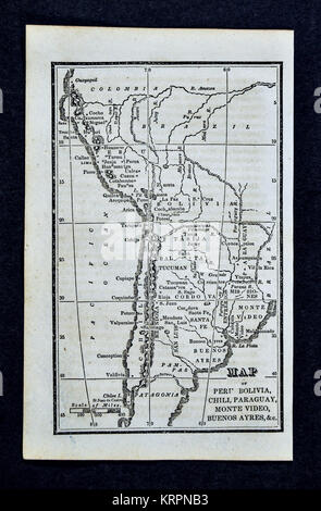 1830 Nathan Hale mappa - America del Sud Foto Stock