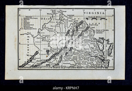 1830 Nathan Hale mappa - Virginia & West Virginia - Richmond Norfolk Alessandria - Stati Uniti Foto Stock