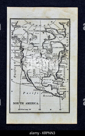 1830 Nathan Hale Map - Nord America - Stati Uniti Canada Messico Mar dei Caraibi West Indies Foto Stock