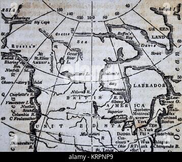 1830 Nathan Hale Map - Nord America - Stati Uniti Canada Messico Mar dei Caraibi West Indies Foto Stock