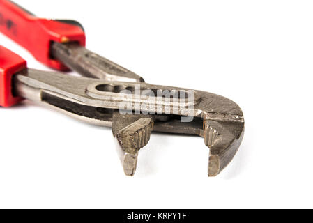 Ganascia diritta con linguetta e scanalatura delle pinze sullo sfondo bianco Foto Stock