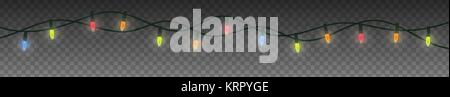 Festa delle luci colorate illustrazione. Festone di Natale ghirlanda Illustrazione Vettoriale