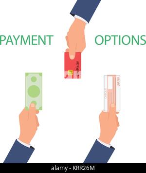Concetto di vettore di opzioni di pagamento in uno stile piatto - illustrazione su sfondo bianco Illustrazione Vettoriale