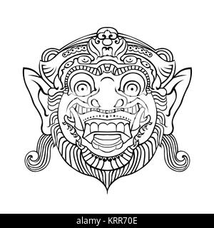 Il tradizionale design Balinese maschera della terribile mitico defender Illustrazione Vettoriale