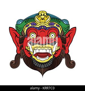 Il tradizionale design Balinese maschera della terribile mitico defender Illustrazione Vettoriale