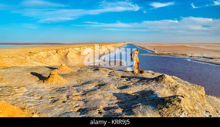 Chott el Djerid, un endorheic Salt Lake in Tunisia Foto Stock